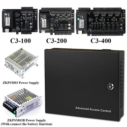 TCP/IP Access Control Panel Board ZK C3-400 4 Doors Access Control System With Power Supply Iron box Optional Battery Function