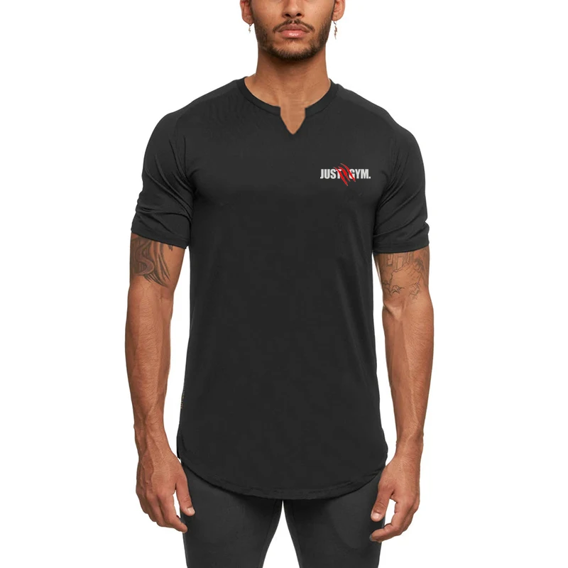 

Мужская облегающая футболка для бодибилдинга, дышащая впитывающая пот Повседневная футболка с короткими рукавами для фитнеса