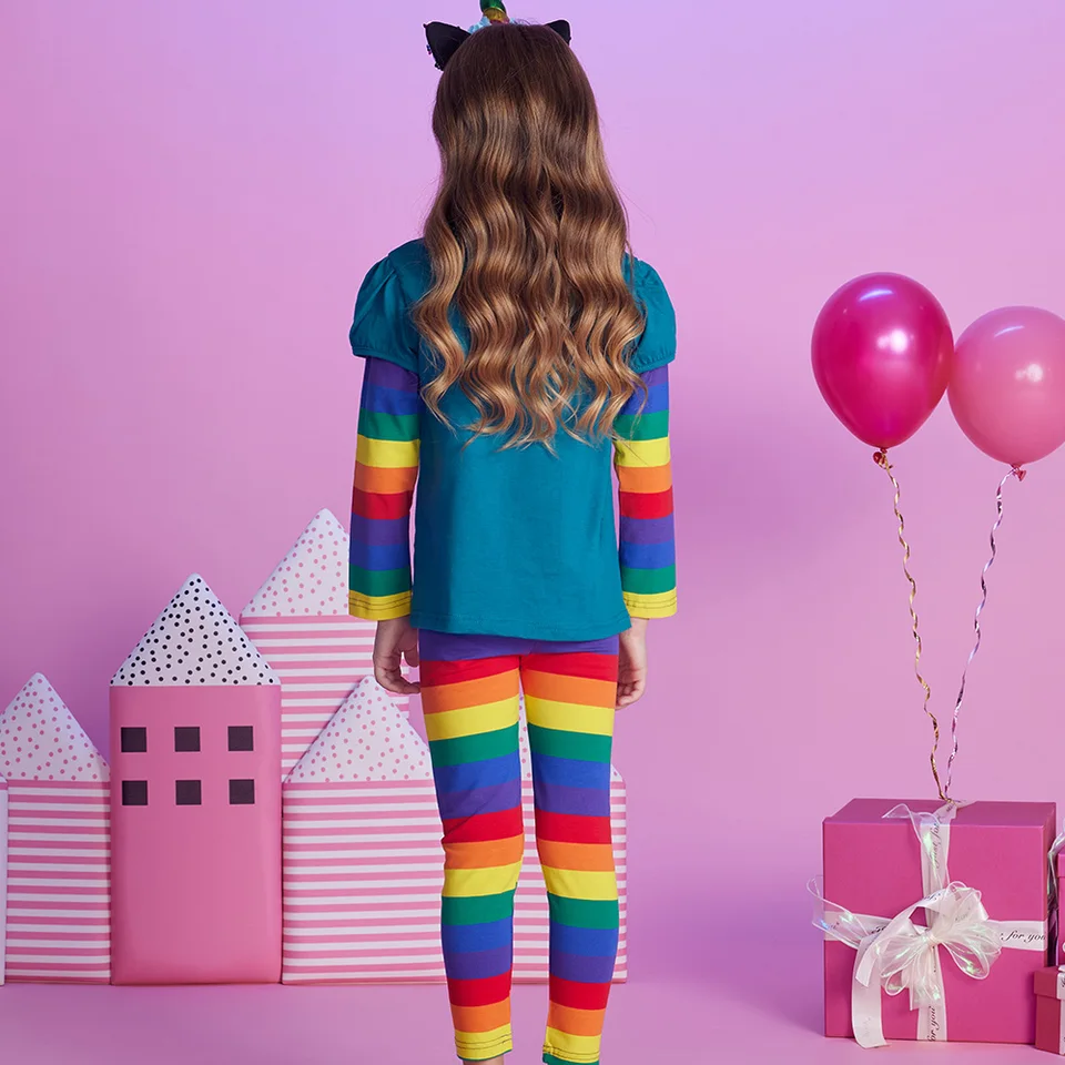 Popshion Toddler Girls Rainbow Shift Dress Long Sleeve Female Dress 18M