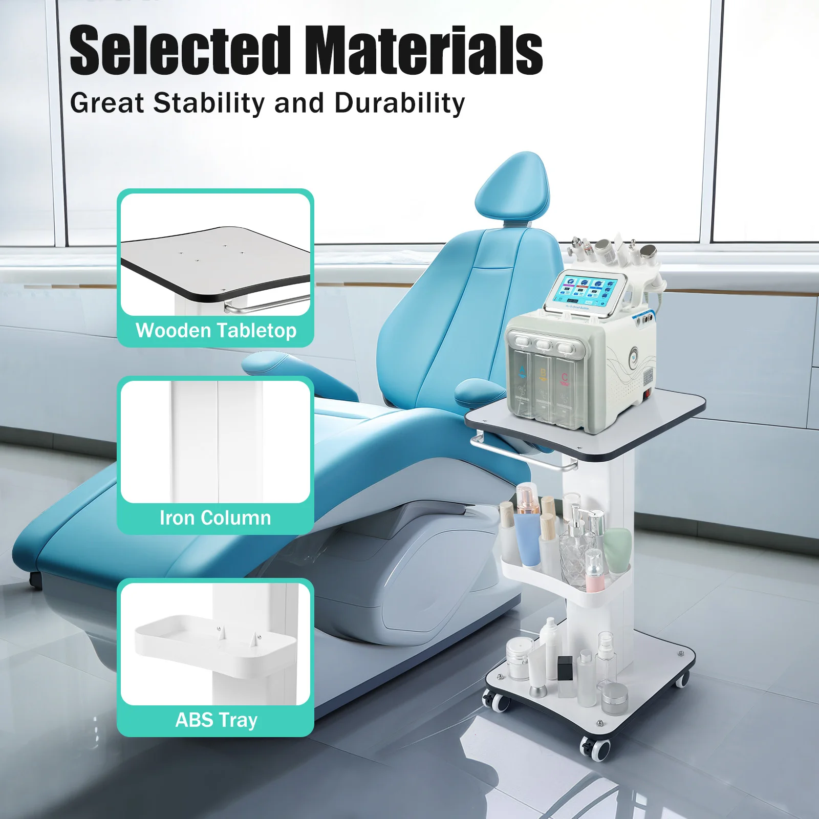 Description Picture 6 of itemBeauty Trolley Salon Rolling Cart Mobile Salon Spa Rolling Trolley Stand Cart with Wheel Beauty Trolley Instrument Tray White