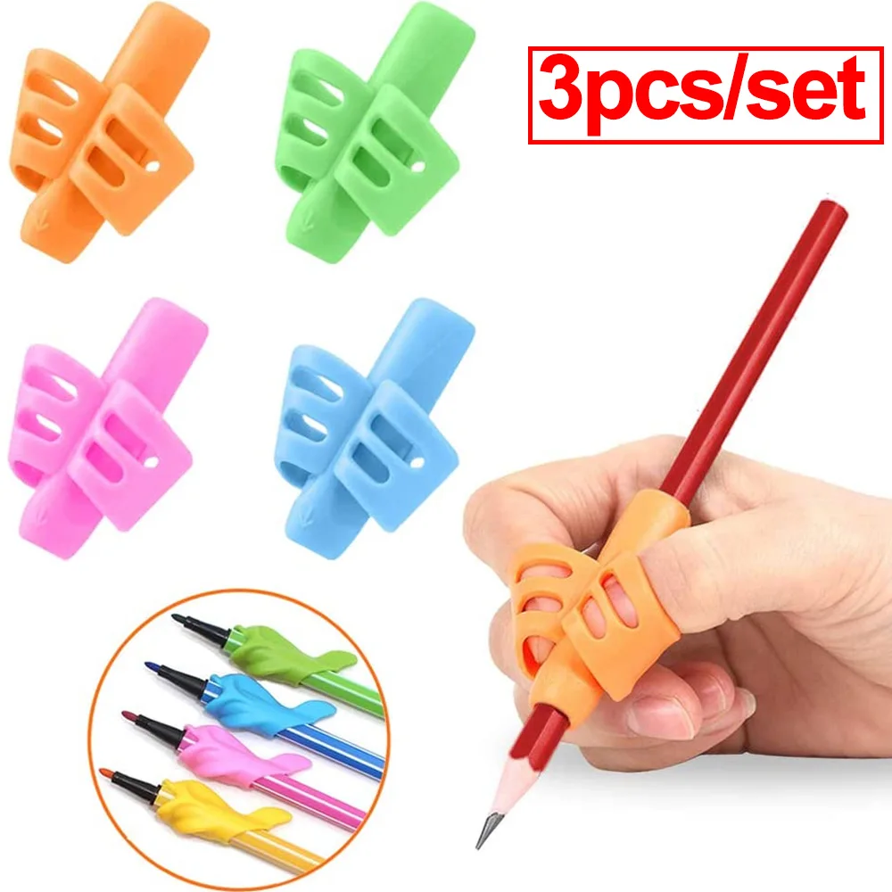 

3pcs Writing Correction Device 2 Finger 3 Fingers Silicone Pencil Holder Child Learning Writing Corrector Student Stationery