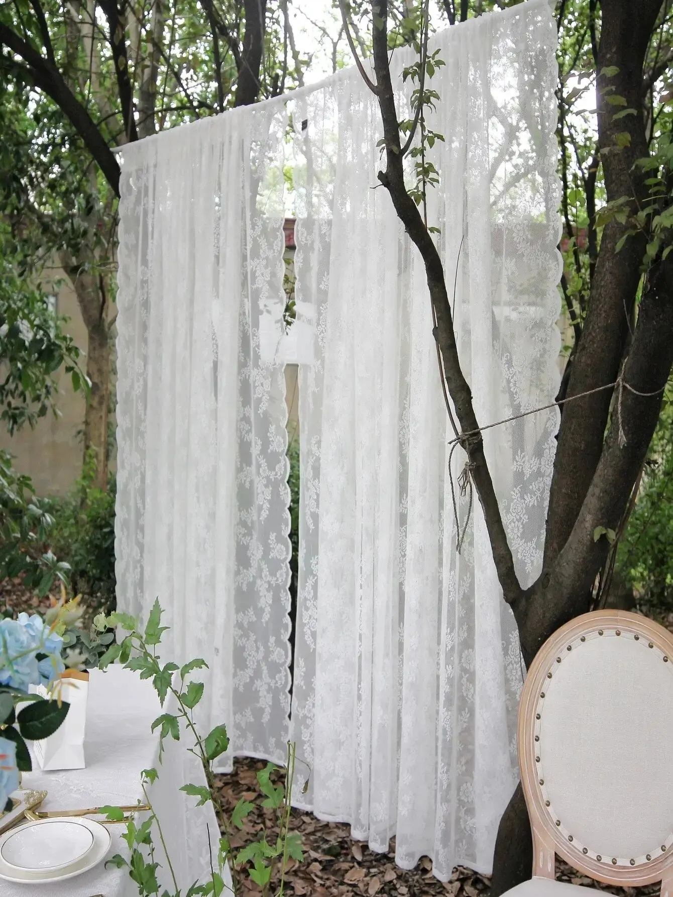 French Lace Semi Transparent Rod Curtains Suitable For Filtering Light In Living Room Windows One Piece Set sheer curtains window curtains decor curtains lace curtains light filtering curtains
