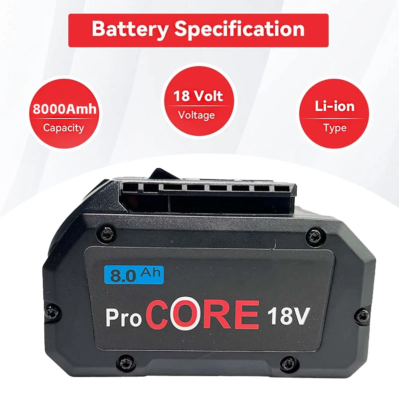 

For 18V 8000mAh ProCORE Ersatz Batterie für Bosch 18V Professionelle System Cordless Werkzeuge BAT609 BAT618 GBA18V80 21700 etc.