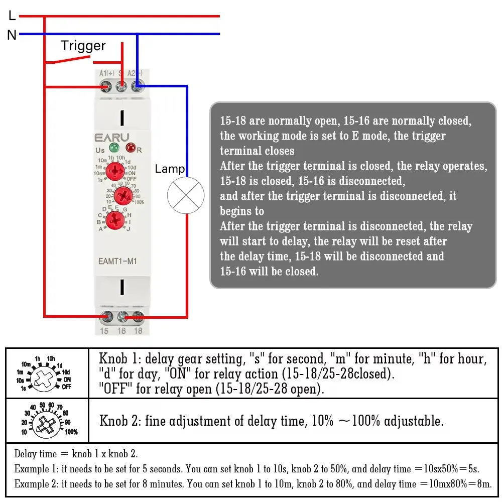 GEYA Multifunktionstimer Relaisschalter 10 Funktionen Zeitverzögerungsrelais Ac Dc12v 240v 114341071346