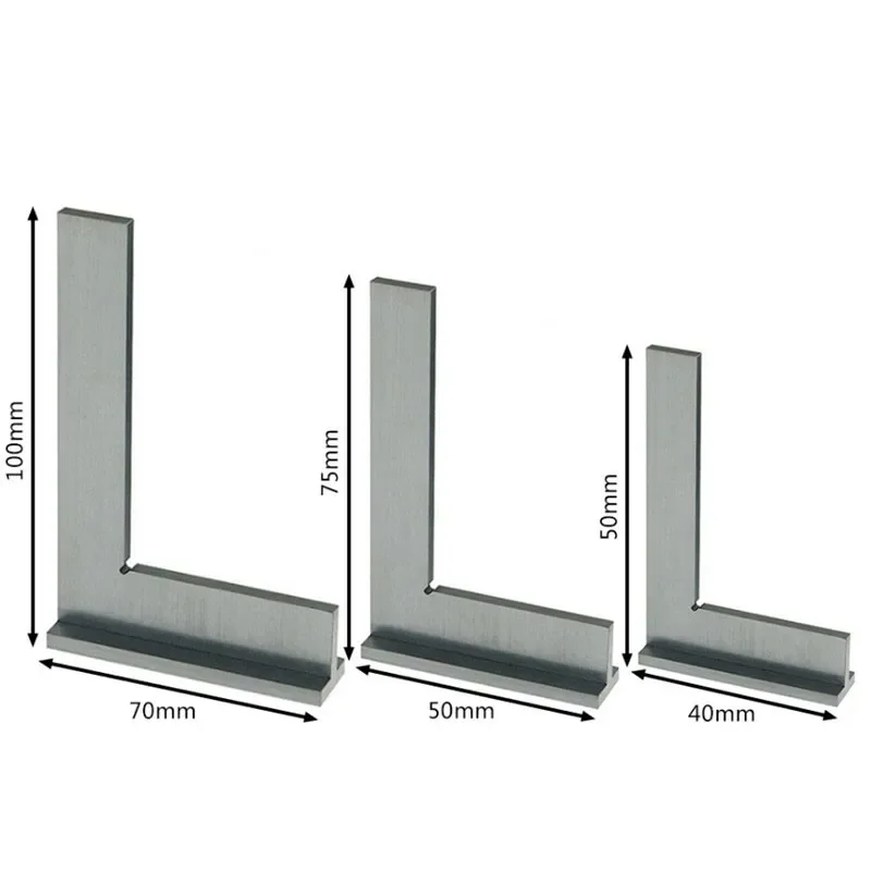 Machinist Square 90 Degree Right Angle Engineer Set with Seat Precision Ground Steel Hardened Angle Ruler 50x40/75x50/100x70mm angle ruler angle measuring tool measurement ruler
