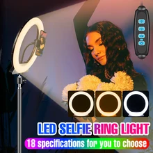 

Ring Light LED Photography Lamp 10CM 18CM 26CM 3Colors Ring Light Support Tripod Stand Dimmable For Live Video Night Lights LED