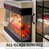 3-Sided Glass Fireplace TV Stand for TVs up to65''with12Color,Media Entertainment Center Console Table with Doors Closed Storage 2