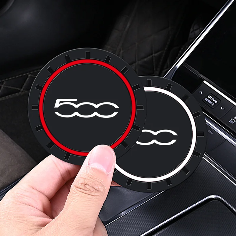 2pcs Car Cup Holder Anti Slip Insert Coaster Pads For Fiat 500 500C 2012 500X 500L Abarth 695