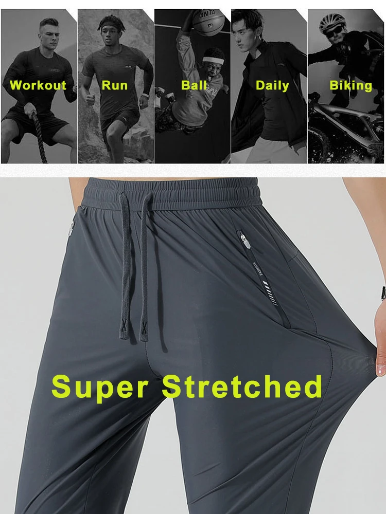 Sport Jogging Trousers Men's Ice Silk Sweatpants 8 Colors Nylon/Spandex Light Cool Unisex Man/Women Stretched Workout