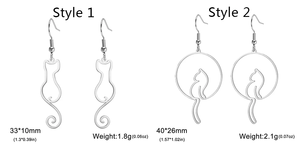 Cat Silhouette Drop Earrings for Women Stainless Steel Cute Cat Hollow Geometric Dangle Earrings Jewelry - PeticaDeals