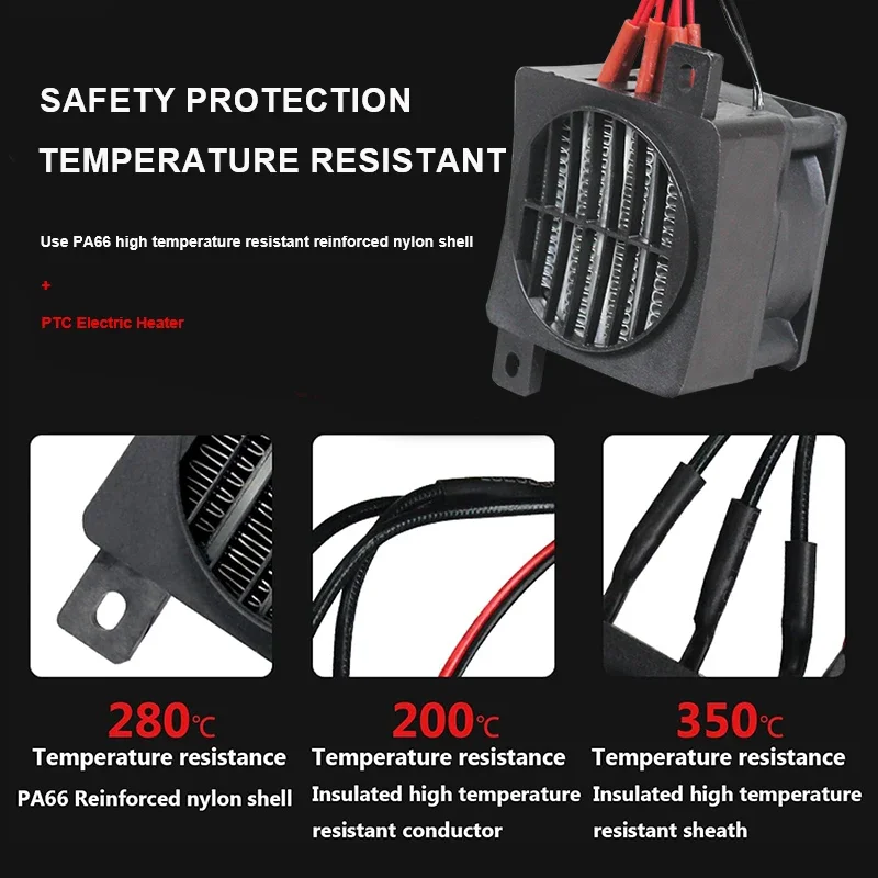 Description Picture 5 of item70W~400W PTC Heater 12V~220V Ceramic Constant Temperature Heater With Fan PTC Electric Heater Incubation Air Heating Element PTC