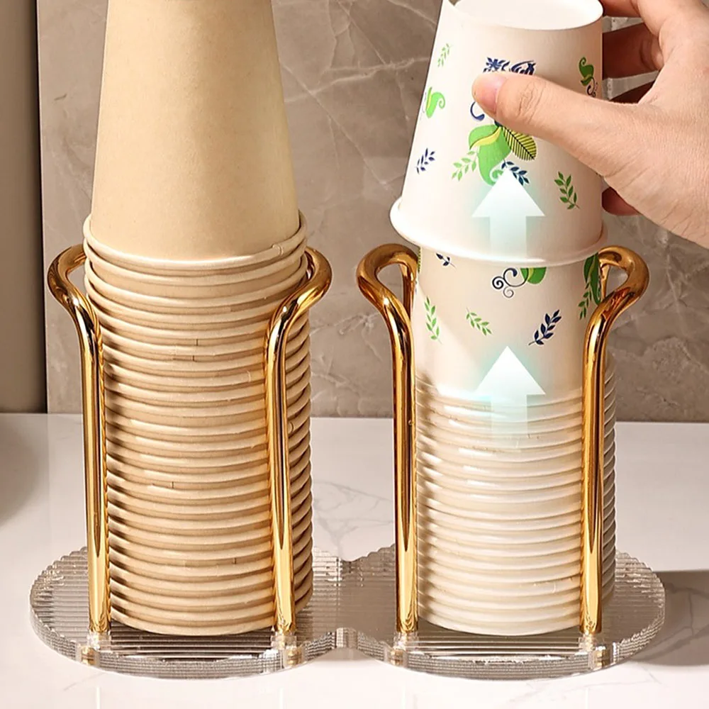 Light Luxury Disposable Cup Storage Holder Storage Rack Paper Cup Shelf Water Cups Dispenser Rack Installed Home Supplies cup storage holder,paper cup dispenser