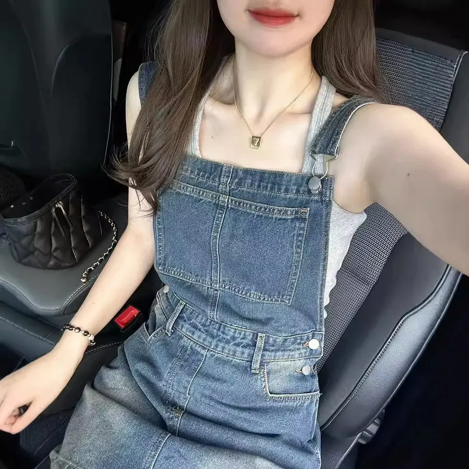 American Style Vintage Denim Strapless Mini Dress Women's Summer 2024 New A- Line Slimming Denim Skirt Petite Sweet Cool