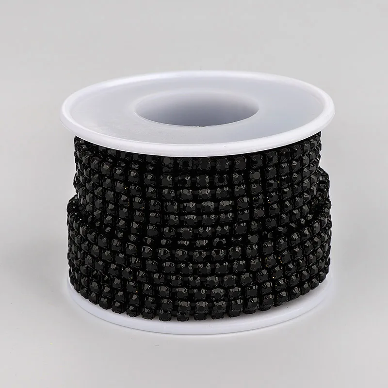 10 Yards/Rolle SS6-SS16 Glänzende Kristall-Strass-Kette zum Aufnähen oder Aufkleben für Kleidung, Schmuck, Bekleidungszubehör, Verzierung, Cup-Kette – Detail 9