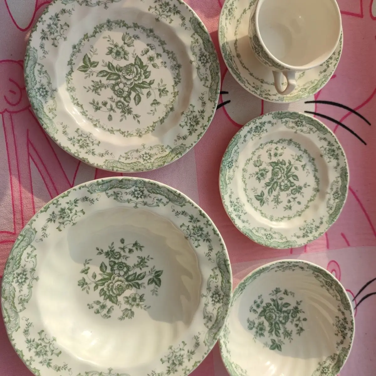 

French tail antique rose ceramics jbs retro plate ins afternoon tea dessert plate coffee cup
