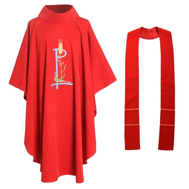 Padre Católico Traje Vestido De Massa Vestimenta Casuble Vermelho Bordado  Clero Igreja Trabalho Uniforme Roupas Bispo - Batinas - AliExpress