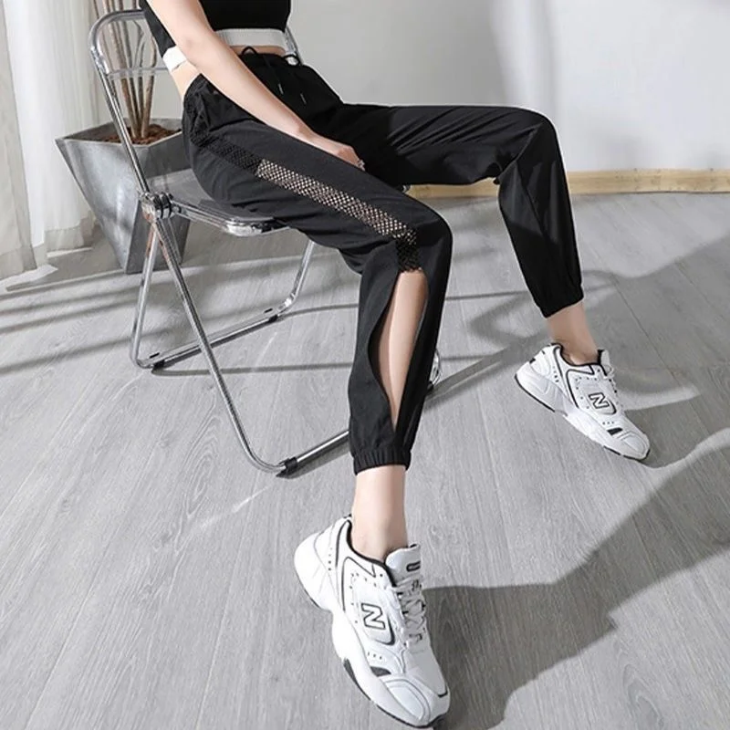 Harem Trousers for Woman Elastic Waist Clothing Leggings Mesh and Capris  Skinny Women's Pants Slim Chic Elegant Harajuku Summer