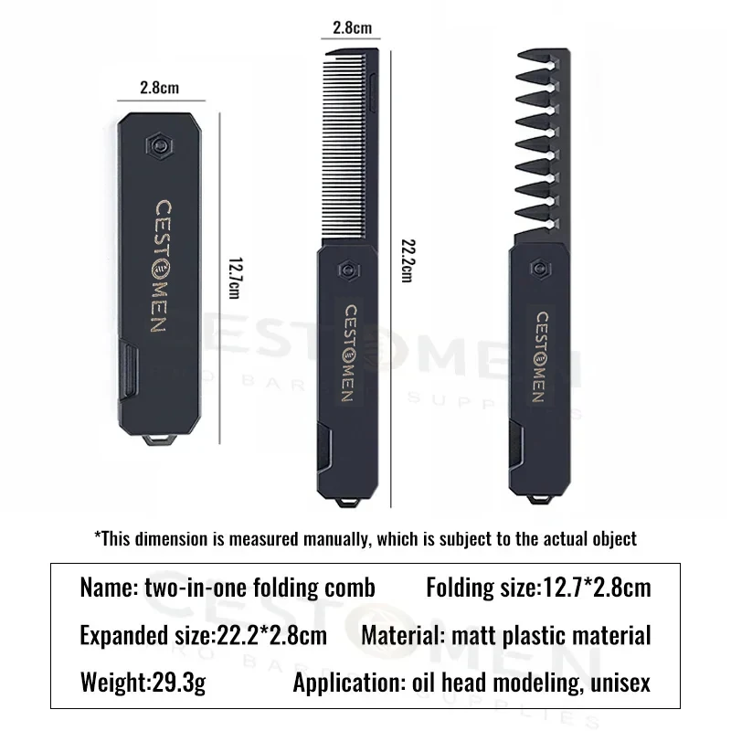 1 2 Pocket Folding Combs Plastic Wide Tooth Oil Head Comb Beard Combing...
