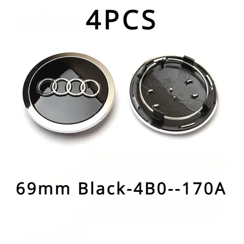 Sleek Car Styling Wheel Center Cap Hub Covers Badge - 4-Pack 60-69mm