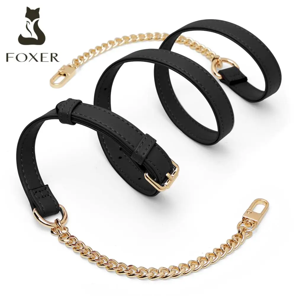FOXER Adjustable Lady Shoulder Crossbody Bag Strap With Solid Color Leather Messenger Bag With High-Quality Chain Accessories
