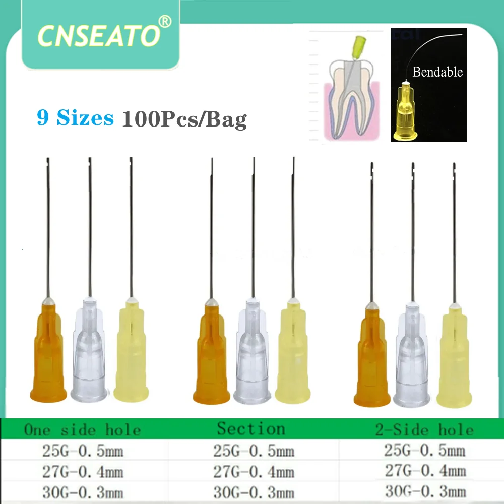 100Pcs Dental Endo Irrigation Needle Tip Syringe Root Canal Washing 25G