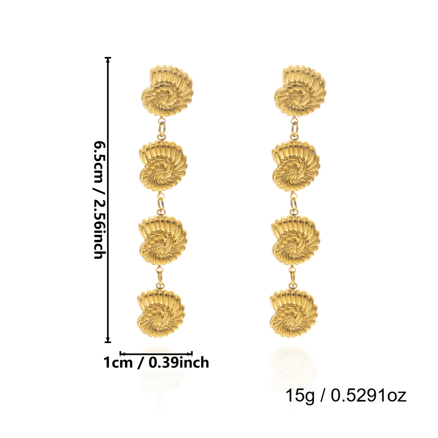 Ozean-Stil Goldfarben Muschel-Ohrhänger für Frauen Klassische Geometrische Lange Hängeohrringe Urlaub Strand Sommer Schmuck – Detail 6