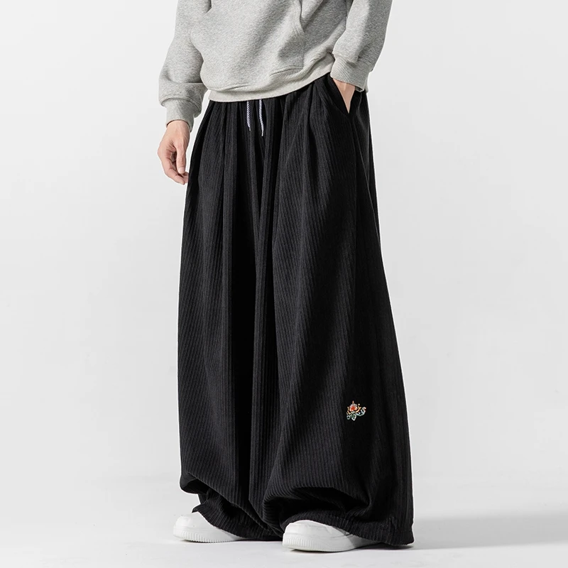 Corduroy Men Haren Pants Loose Sweatpants Wide Leg Pants Male Harajuku Embroidery Trousers Jogger Casual Pants Men Streetwear 2