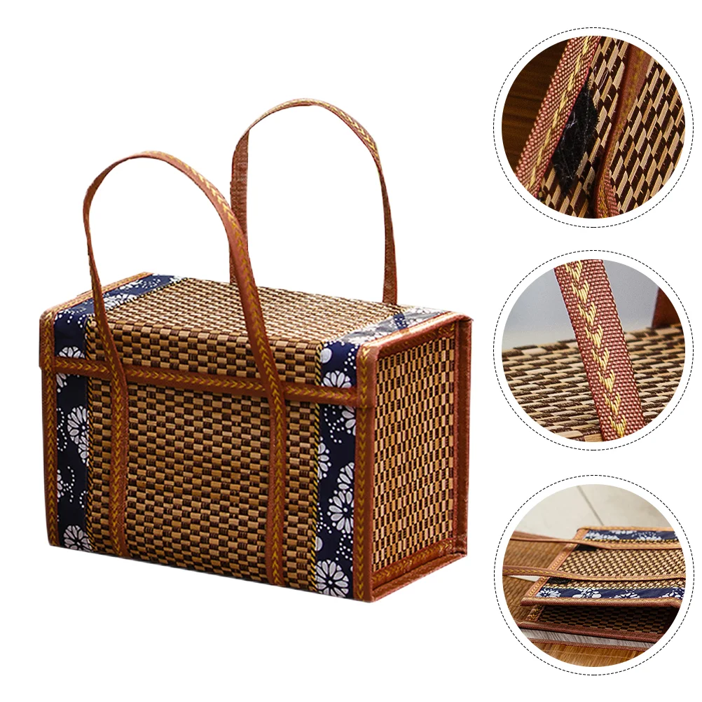 Decorative Bamboo Woven Basket Picnic Snack Storage Basket Handheld Fruit Basket