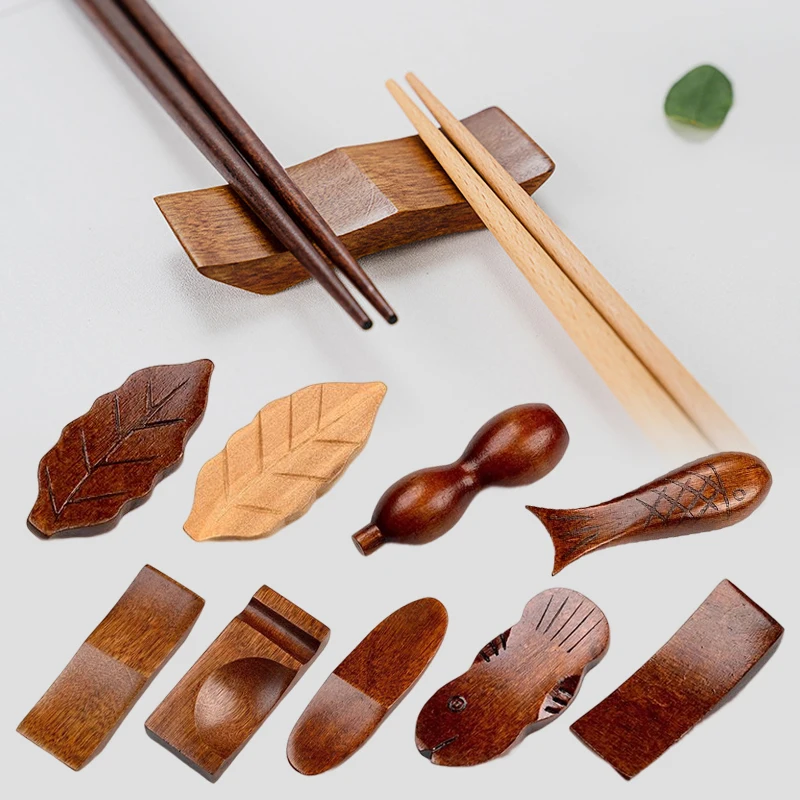 Japanese Style Chopsticks Holder Vintage Wooden Chopsticks Stand Rest Decorative Rack Dining Table Tableware Accessories