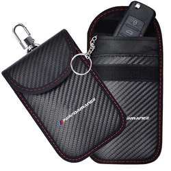 Car Key Case Signal Blocker Bag with RFID Shielding Protection (1pc - red line)