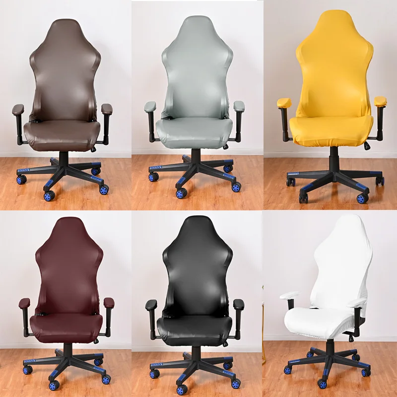 

PU Waterproof Office Chair Cover Anti-dirty Anti-scratch Seat Case Stretch E-sports Cover Computer Armchair Chair Slipcover