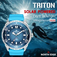 NORTH EDGE 2025 nouvelle montre de plongée à énergie solaire TRITON hommes montres à Quartz de luxe pour hommes boîtier en acier inoxydable 316L étanche 300M 1