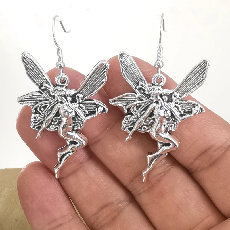 Big Hanging Earrings Vintage Women's Fairy Wings Grunge Ladies Anime Jewelry Y2k Aesthetic Accessories Goth Gothic