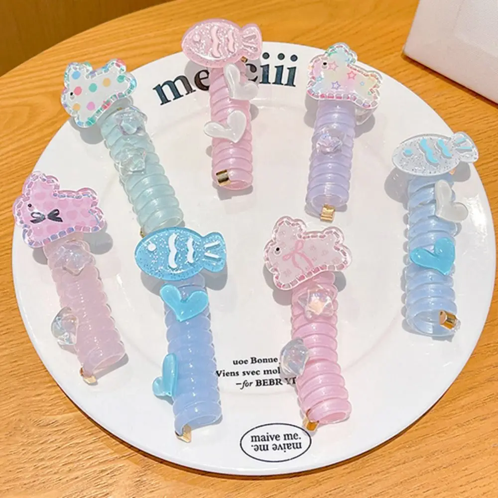 

High Elastic Cartoon Bubble Braided Head Rope Hair Band Rabbit Spiral Coil Rubber Band Ponytail Holder Fish