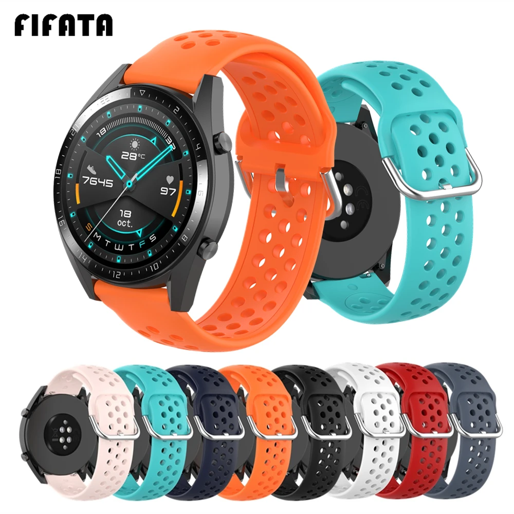 Силиконовый ремешок FIFATA для часов Huawei 22/20 мм 46 42 GT GT2e браслет Amazfit BIP GTR GTS |