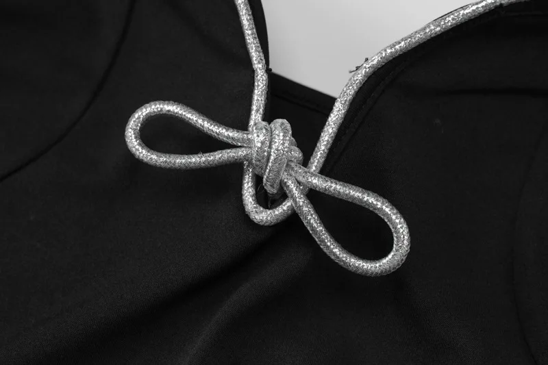 Vestido mini ajustado con cuerda plateada para mujer, vestido veraniego ajustado con escote en V profundo y cintura alta, vestidos sexis de fiesta para mujer, vestidos de verano para chicas atractivas.