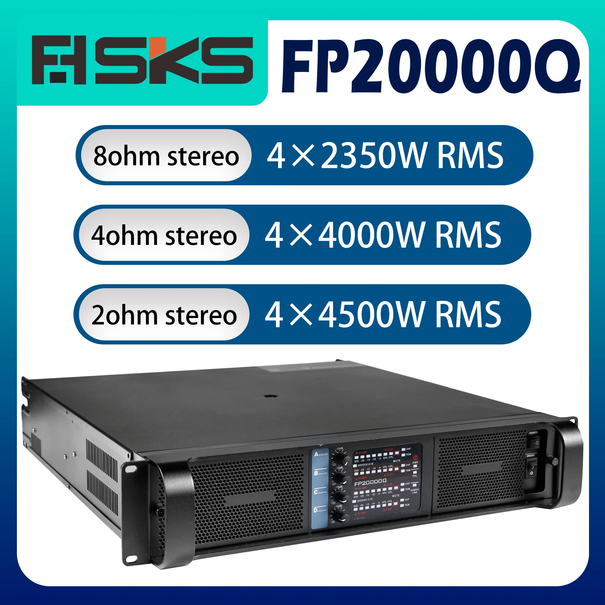 FP20000Q 전문 파워 앰프 4채널 2200W×4 8Ω 클래스 D 스위칭 앰프 (무대 공연, 노래방용)