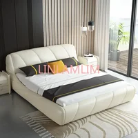 سرير من جلد البقر الأصلي الحقيقي سرير ناعم لغرفة النوم كاماس مضاءة موبليس دي دورميتوريو ياتاك موبيليا كوارتو أثاث فريد من نوعه 1