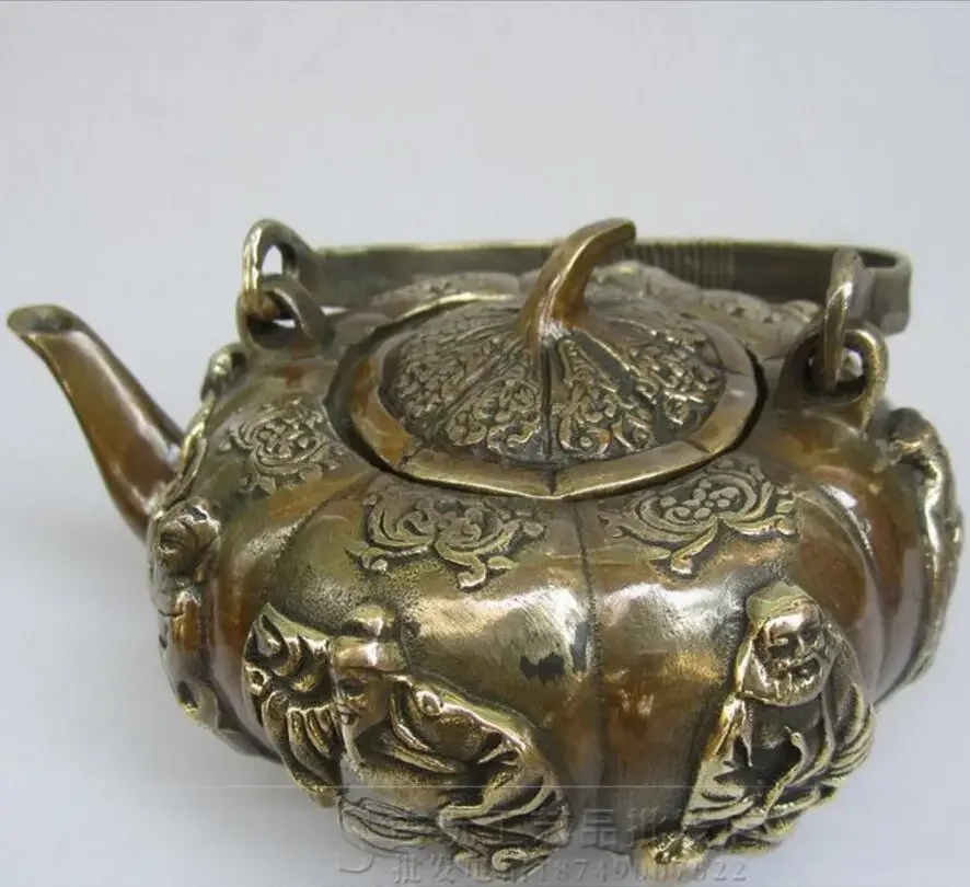 

Copper Statue Direct selling antique bronze eight immortals wine pot portable teapot wine pot brass ornaments pure copper antiqu