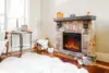 Alpine LED Electric Fireplace Stove with Faux Wood and Stone Mantel - Remote - 3D Log and Fire 11.6"D X 44.9"W X 40.2"H 5