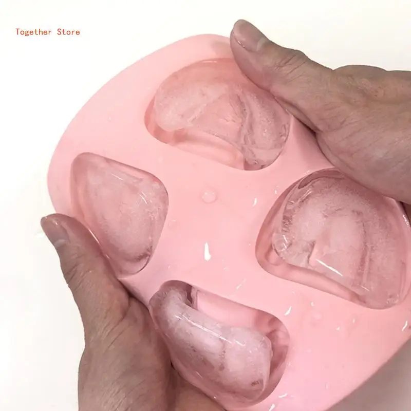 4 Hole Denture Teeth Shaped Ice Cube Mold Silicone Ice Tray DIY Cream Mould Funny Gag Gift for Dentist Seniors 6XDD