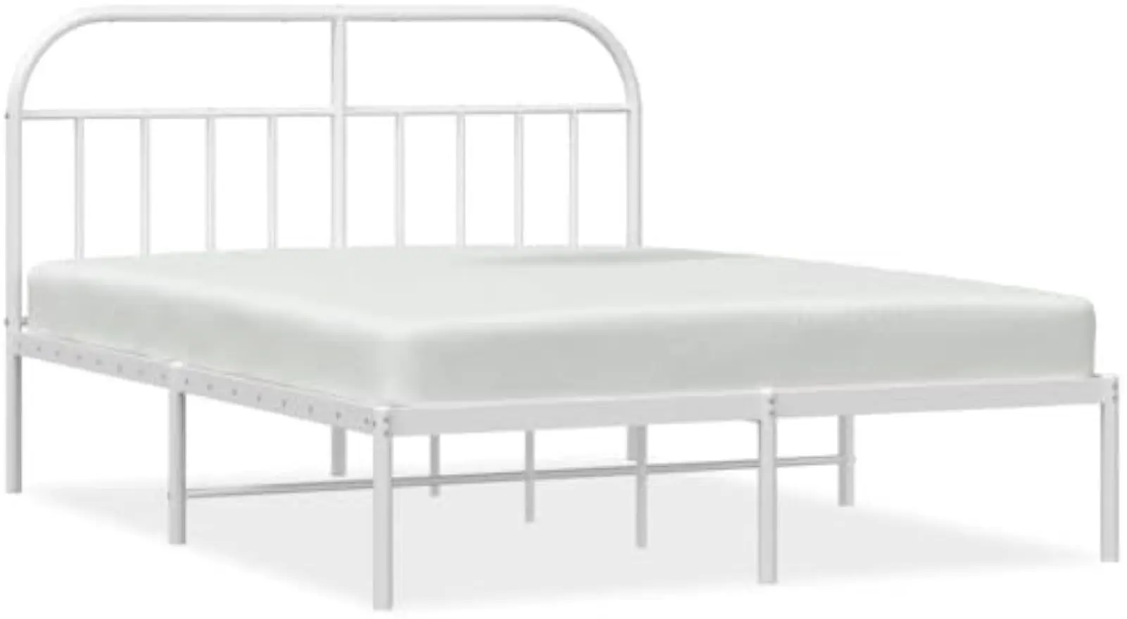 Metal Bed Frame Without Mattress with Headboard White Sleek Platform Bed Supportive Mattress Base ﻿ Bedstead  59.1"x78.7"