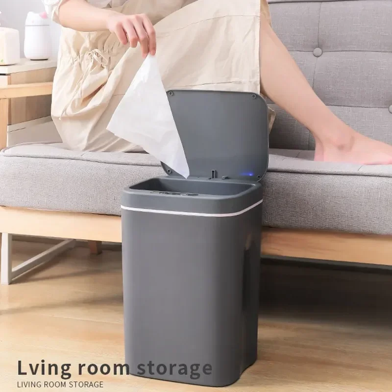 Desktop trash can,trash can 12/14/16L Intelligent Automatic Sensor Electric Waste Bin for Kitchen Bathroom