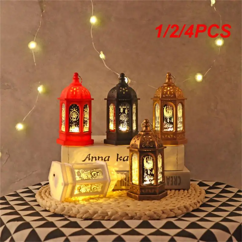 

1/2/4PCS Ramadan Lantern Decoration Plastic LED Eid Mubarak Lamp Ramadan Festival Table Light 2023 Ramadan Party Lighting