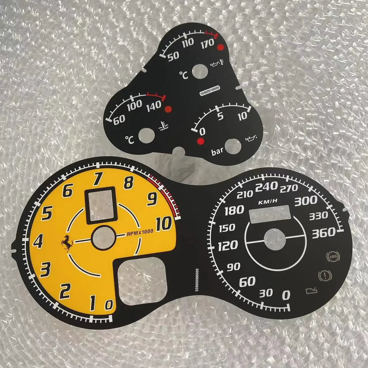 Per Ferrari 360 F430 05-09 Scuderia Spider Gauge Dial Faceplate Strumento Cluster Overlay Speedo Disc