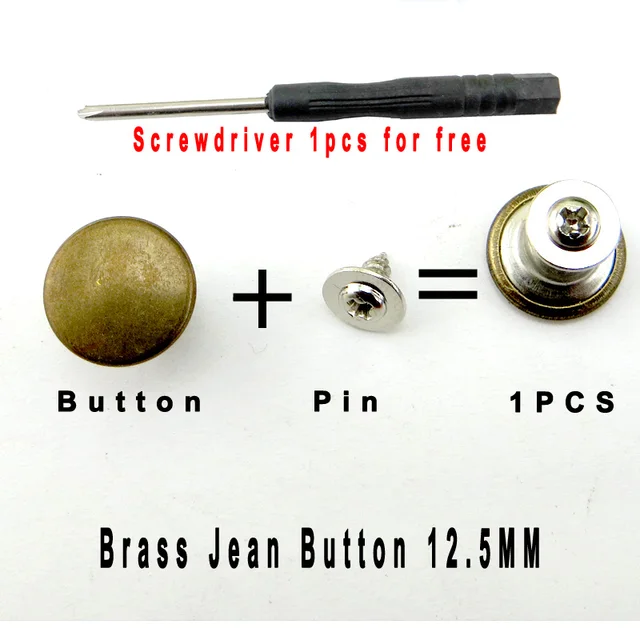 20pcs Replacement Jeans Buttons 15mm No-Sew Nail Removable Metal Jeans  Button Repair Combo Thread Rivets and Screwdrivers