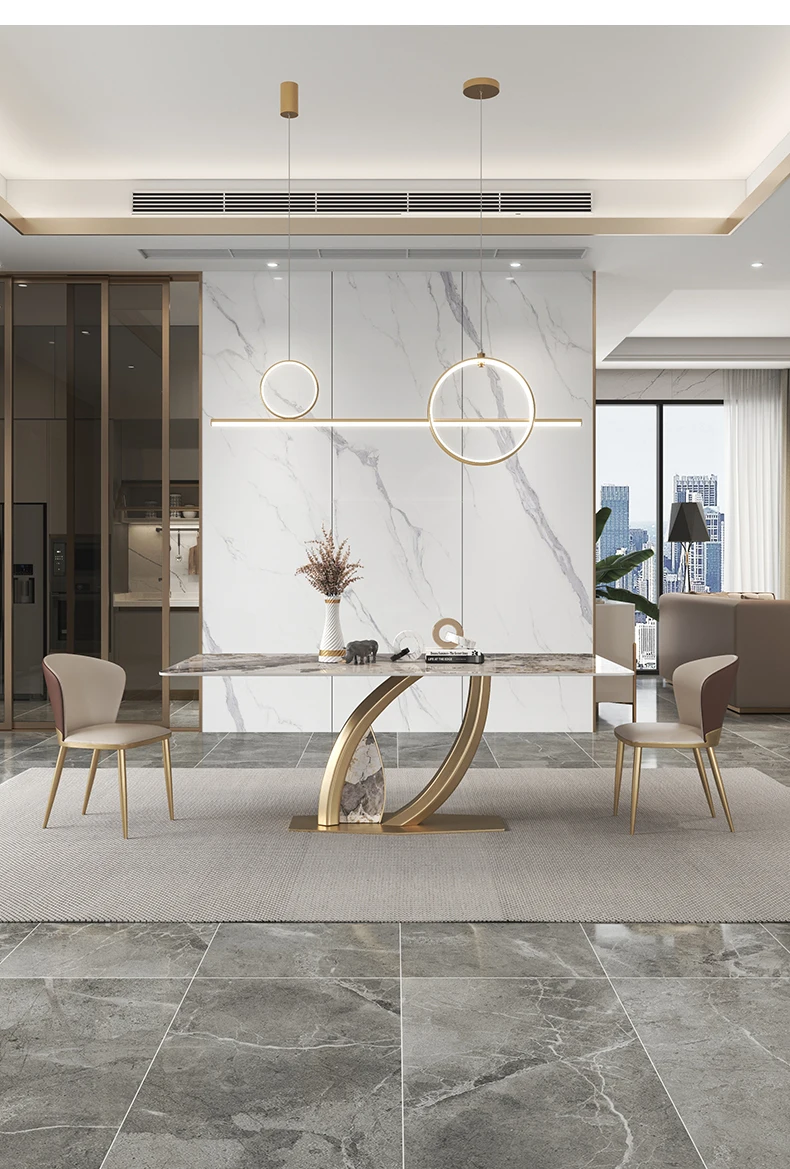 Description Picture 3 of itemKitchen Island Marble Rectangular Table Custom Dining Set Luxury Design Modern High-end Villa Basse De Salon Furnitures