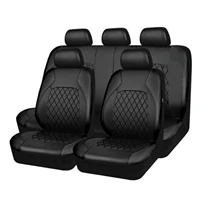 9 pièces housses de siège de voiture ensemble housses de Protection de siège en cuir PU ensemble complet taille universelle avant arrière complet avec housses d'appui-tête 2