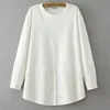 2023 Autumn Women Clothes Plus Size T-Shirt Casual Long Sleeve Tee Curve Medium Length White Pullover Tops E2 859