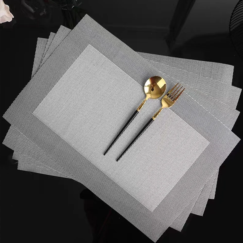 Easy to wash placemats pvc teslin grid european dining table insulating mats casserole mats